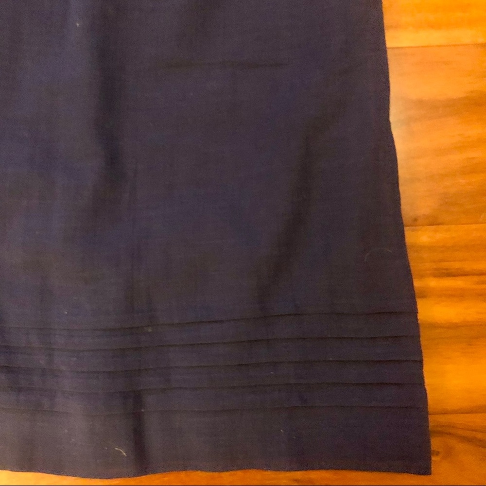 LOFT Navy Mini Dress with Ruffle Neckline - Picture 2 of 6